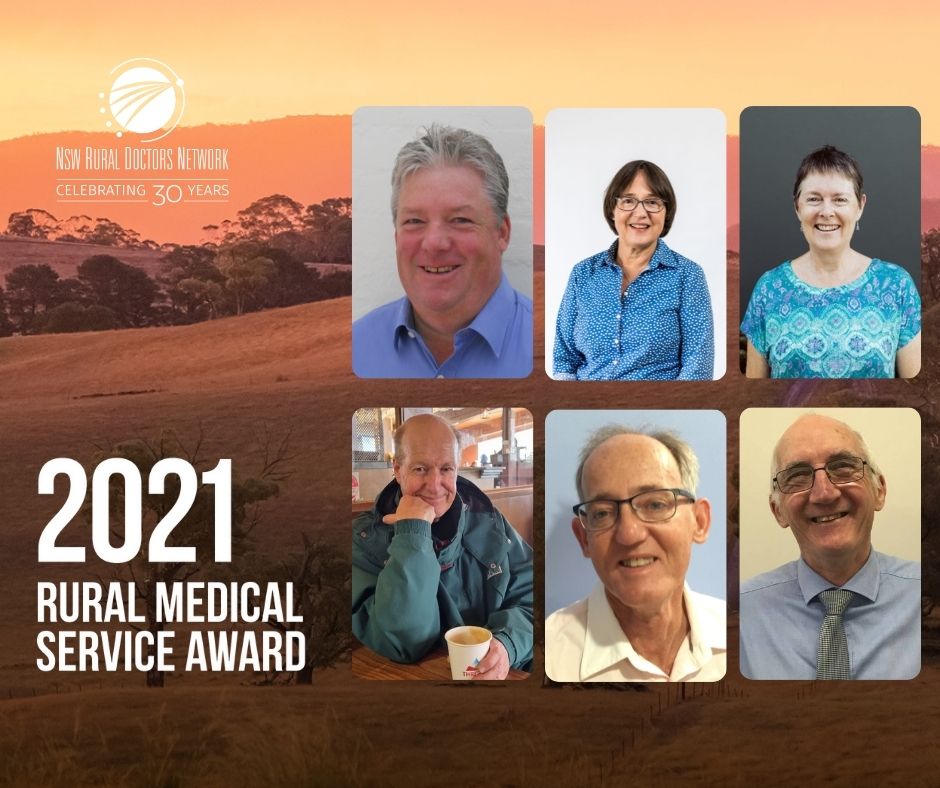 Picture provided by NSW Rural Doctors Network depicting the awardees of the 2021 Rural Medical Service Award