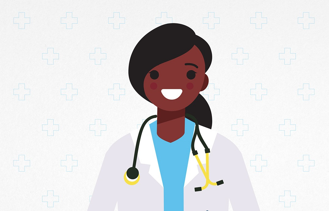 After hours graphic of female doctor.