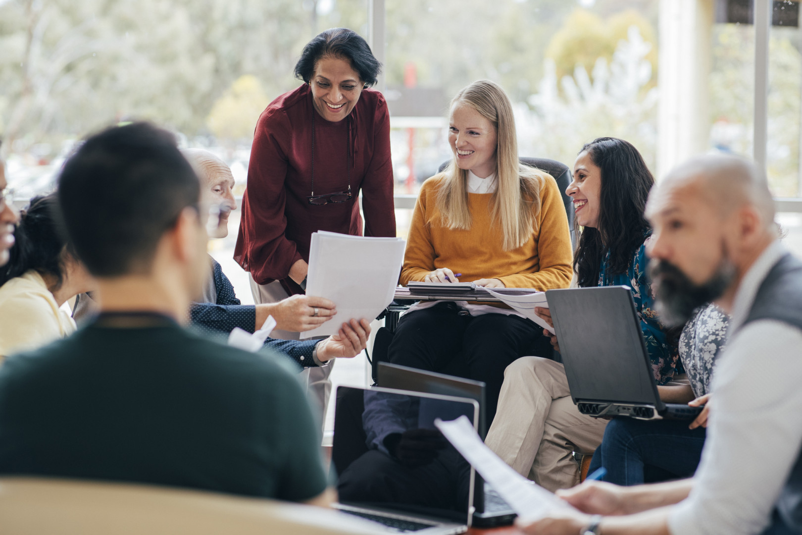 People speaking actively in a circle