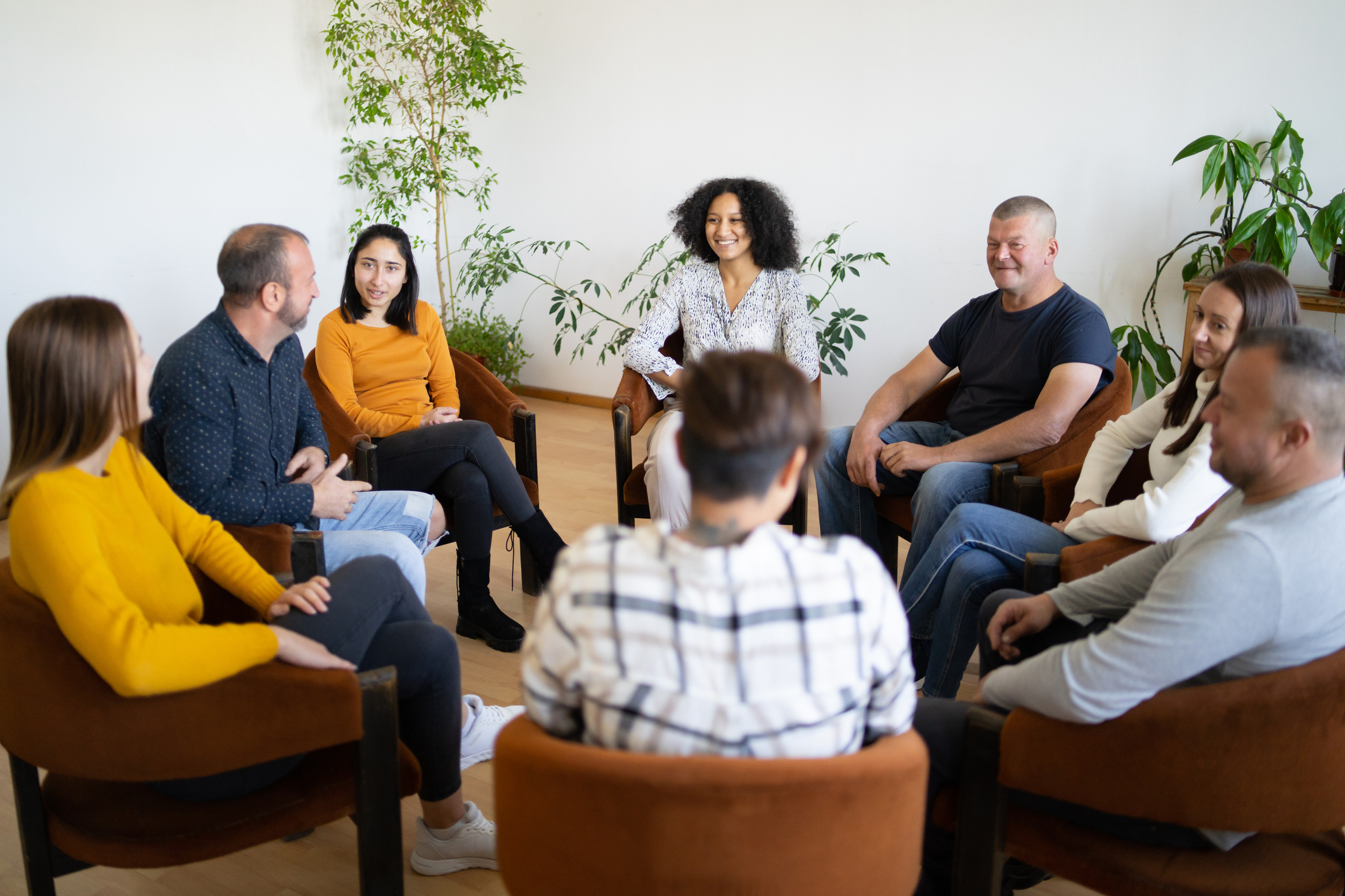 People talking in a circle